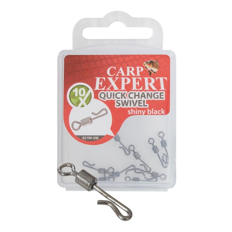 Vartej Cu Agrafa Rapida Carp Expert Quick Change Swivel Shiny Black