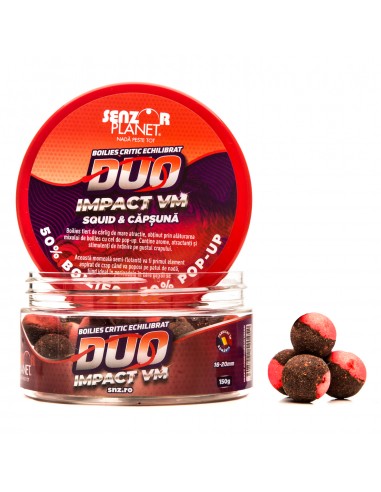 Boilies Pentru Carlig Senzor Planet Duo Impact VM, Squid Si Capsuna, 16-20mm, 150g