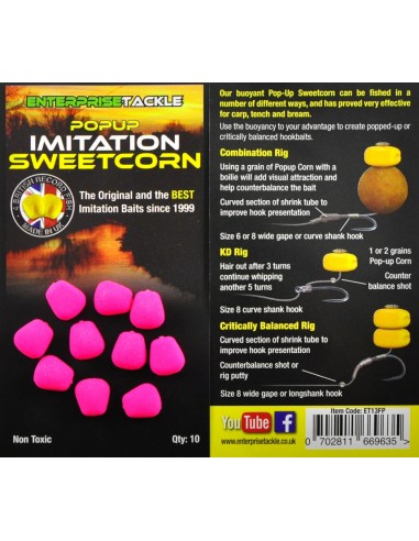 Porumb Artificial Flotant Enterprise Tackle Pop-Up Sweetcorn, Fluoro Pink, 10buc/plic