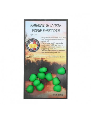 Porumb Artificial Flotant Enterprise Tackle Pop-Up Sweetcorn, Fluoro Green, 10buc/plic