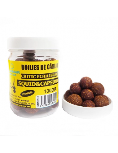 Boilies Claumar Fishmeal Critic Echilibrat, Squid&Capsuni, 16mm, 100gr