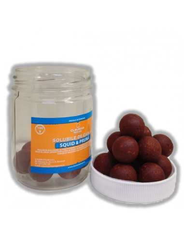 Boilies Claumar Fishmeal Solubil, Squid Capsuni, 20mm, 100gr