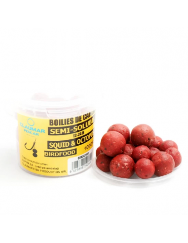 Boilies Claumar Birdfood Semi-solubil, Squid & Octopus, 16-18-20mm, 100gr