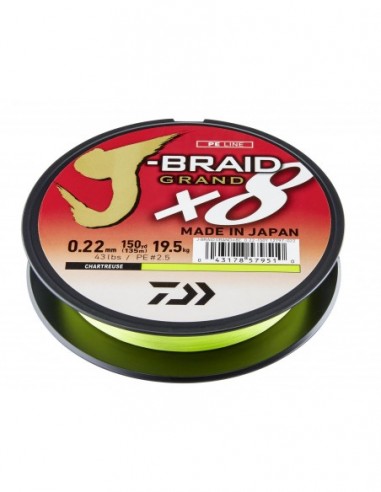 Fir Textil Daiwa J-Braid Grand X8, Culoare Chartreuse, 135m