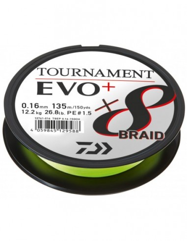 Fir Textil Daiwa Tournament 8X Braid Evo+, Culoare Chartreuse, 135m