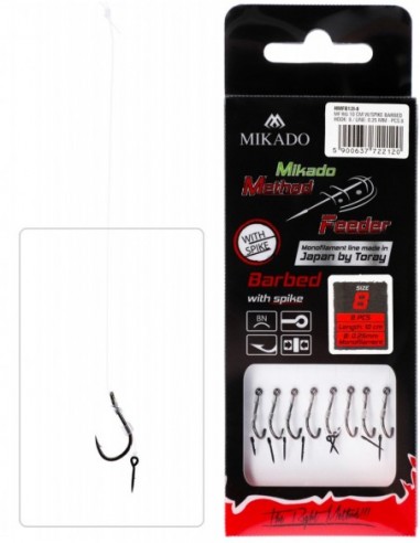 Carlige Legate Mikado Ac Momeala, Carlig Nr.8, Fir 0.25mm, 10cm, 8buc/plic