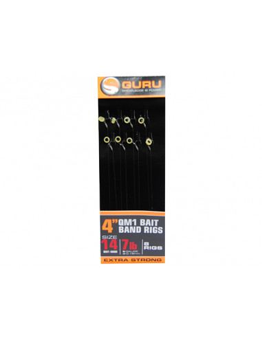 Montura Guru Bait Bands, Carlig QM1 Nr.14, Fir 0.19mm, 10cm, 8buc/plic