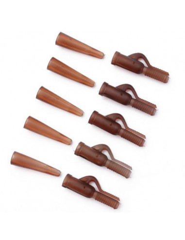 Kit plumb pierdut Mostiro Lead Clip and Sleeve, Brown, 5seturi/plic