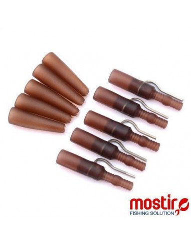 Kit Plumb Pierdut Mostiro Leadclip Inox + Tailrubber Brown, 5seturi/plic