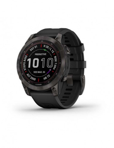 Ceas Garmin Fenix 7 Sapphire Solar Carbon Gray Ti/Black, 47mm