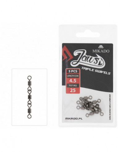 Vartej Mikado Jaws Triple Swivels, 25kg, 5buc/plic