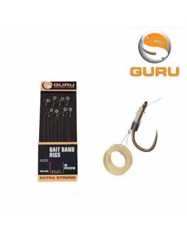 Montura Guru Bait Bands, Carlig Nr.12, Fir 0.22mm, 10cm, 8buc/plic