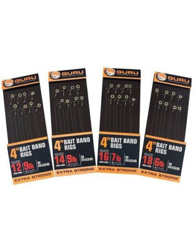 Montura Guru Bait Bands, Carlig Nr.16, Fir 0.17mm, 10cm, 8buc/plic