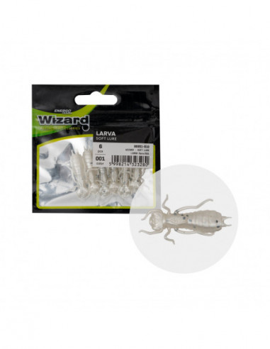 Naluca Larva Wizard Soft Lure, Culoare 001, 3.5cm, 6buc/plic