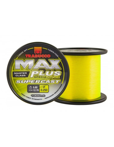 Fir Monofilament Trabucco Max Plus Supercast, Fluo Yellow, 1000m