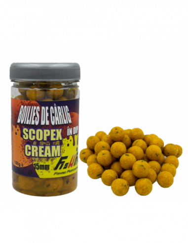 Boilies De Carlig In Dip Fish Pro, Scopex Cream, 15mm, 150g