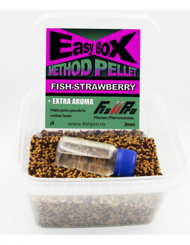 Pelete Fish Pro Easybox Method Pellet, Fish Stawberry, 500gr+50ml