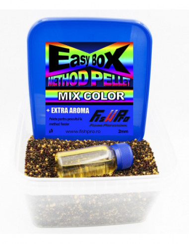 Pelete Fish Pro Easybox Method Pellet, Mix Color, 500gr+50ml