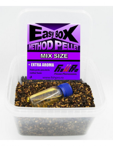 Pelete Fish Pro Easybox Method Pellet, Mix Size, 500gr+50ml