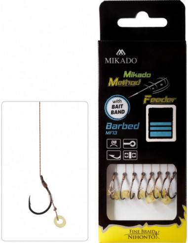 Carlige Legate Mikado Bait Band, Carlig Nr.4, Fir Textil 0.16mm, 10cm, 8buc/plic