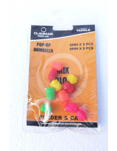 Pop-up Dumbells Claumar, Mix Color, 6mm/8mm, 10buc