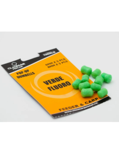 Pop-up Dumbells Claumar, Verde Fluo, 6mm/8mm, 10buc