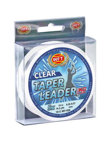 Fir Monofilament Conic WFT Taper Leader Clear, 0.23-0.57mm, 5x15m