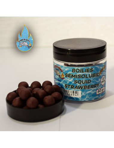 Boilies FireBaits Semisolubil, Squid&Strawberry, 10mm, 60gr