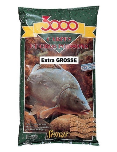 Groundbait Sensas 3000 Carpes Et Gross Poissons, Extra Grosse, 1kg