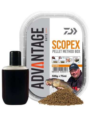 Pelete Daiwa Advantage Method Box + Booster, Scopex, 500g/cutie