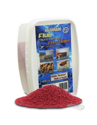 Pelete Haldorado Fluo Micro Method Feed Pellet, Chili & Sepie, 400g