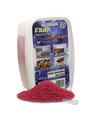 Pelete Haldorado Fluo Micro Method Feed Pellet, Fructe Rosii, 400g