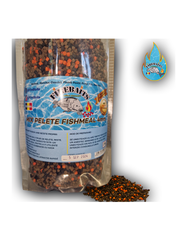 Pelete FireBaits Fishmeal Premium Mix, Peste Si Halibut, 4mm, 1kg