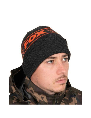 Caciula Fox Collection Beanie Hat, Black and Orange