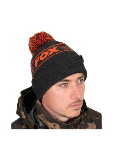 Caciula Fox Collection Bobble Hat, Black and Orange