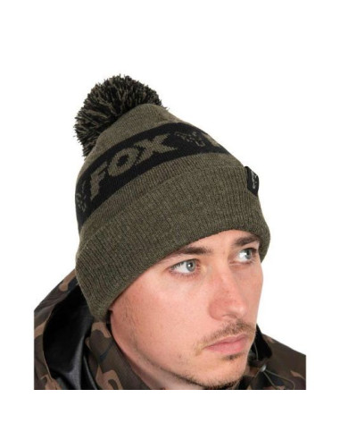 Caciula Fox Collection Bobble Hat, Green and Black