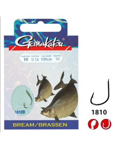 Carlige Legate Gamakatsu Bream Feeder LS-1810, Nr.10, 0.16mm, 10buc/plic