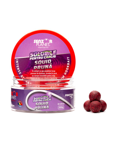 Boilies Senzor Planet Solubil, Squid & Pruna, 16-18mm, 200g