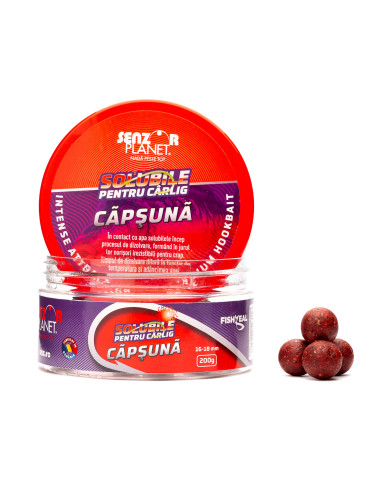 Boilies Senzor Planet Solubil, Capsuna, 16-18mm, 200g