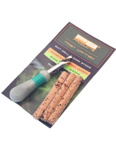 Burghiu PB Products Bait Drill, 8mm + 3 Cork Sticks 6.5cm x 8mm