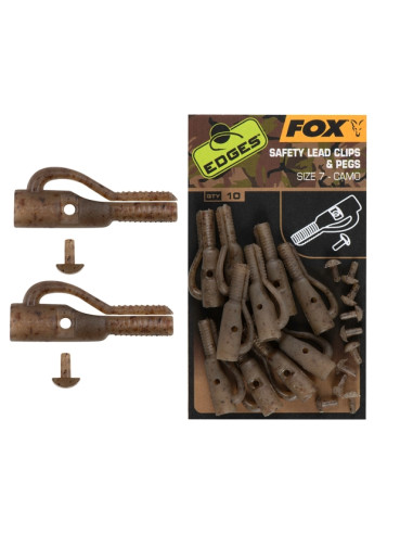 Clips Plumb Pierdut Fox Edges Camo Safety Lead Clip & Pegs, 10buc/plic