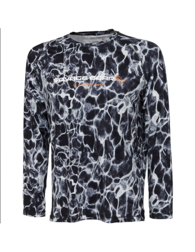 Bluza Savage Gear Night UV Long Sleeve, Black Waterprint