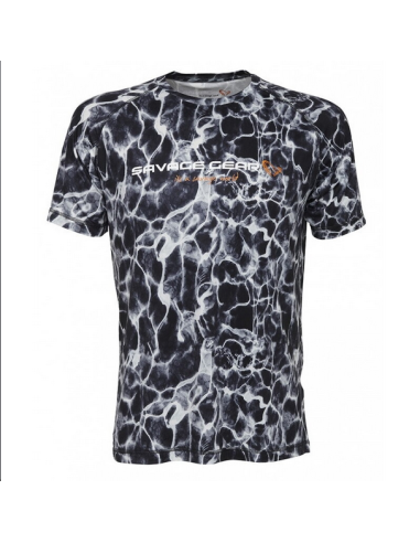 Tricou Savage Gear Night UV, Black Waterprint