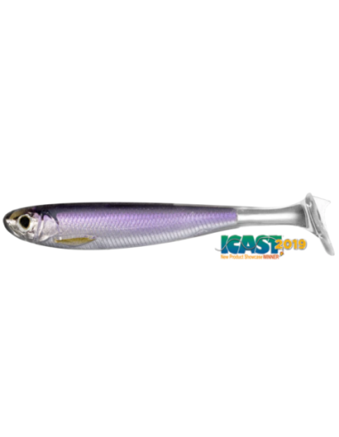 Shad Live Target Slow-Roll Shiner Paddle Tail, Silver/Purple, 12.5cm, 4buc/plic