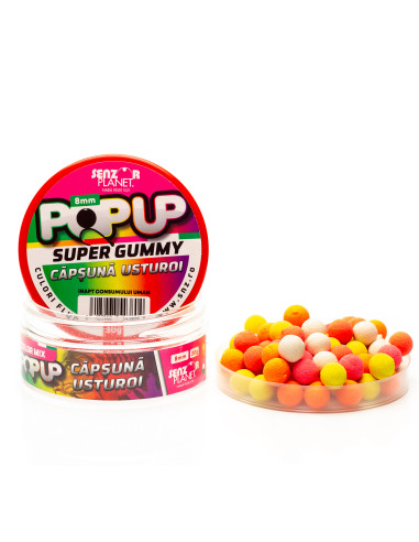 Pop Up Senzor Planet Super Gummy, Capsuna / Usturoi, 8mm, 30g