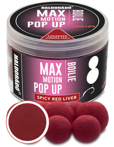 Pop Up Haldorado Max Motion Boilie Pop Up, Ficat Rosu Condimentat, 16-20mm, 50g