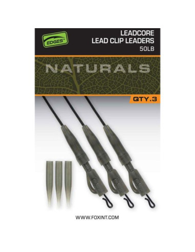 Kit monturi leadcore Fox Edges Naturals Leadcore Lead Clip Leaders, 50lb, 3buc/plic