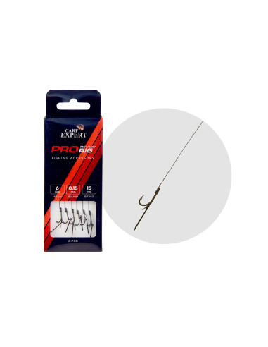 Carlige Legate Carp Expert Pro Method Feeder Hair Rig With Bait Sting, Fir Textil 0.15mm, Carlig Nr.6, Spin 15mm, 6buc/plic