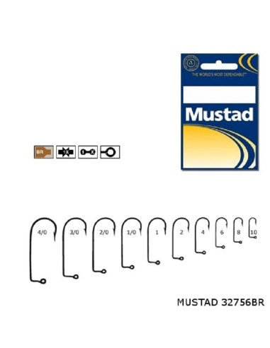 Carlige Mustad M32756 Bronz pentru Jig/Twister, 100buc/plic