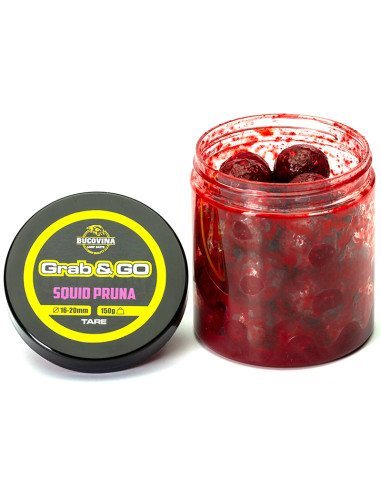 Boilies de carlig Bucovina Baits Grab & GO Squid and Plum Hookbaits, 16-20mm, 150g